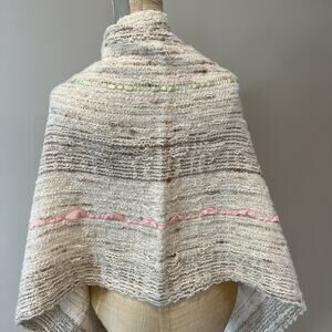 Wool Scarf Tapestries Ireland Ivory Pastel Woven Ribbon Fringe Throw Boho